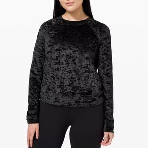 Lululemon Athletica Warm Down Crushed Velvet Crew Neck Long Sleeve Black Size M